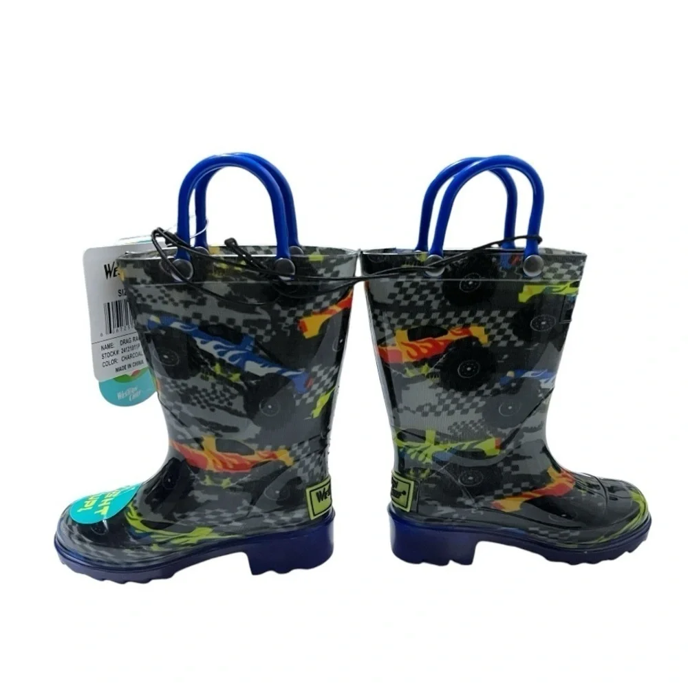 NEW Western Chief Kids Light-Up Waterproof Rain Boot, Drag Race, Toddler